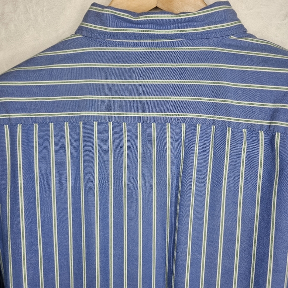 American Eagle Dress Shirt XL Blue/Green/White Striped Long Sleeve Button Up - Picture 7 of 14